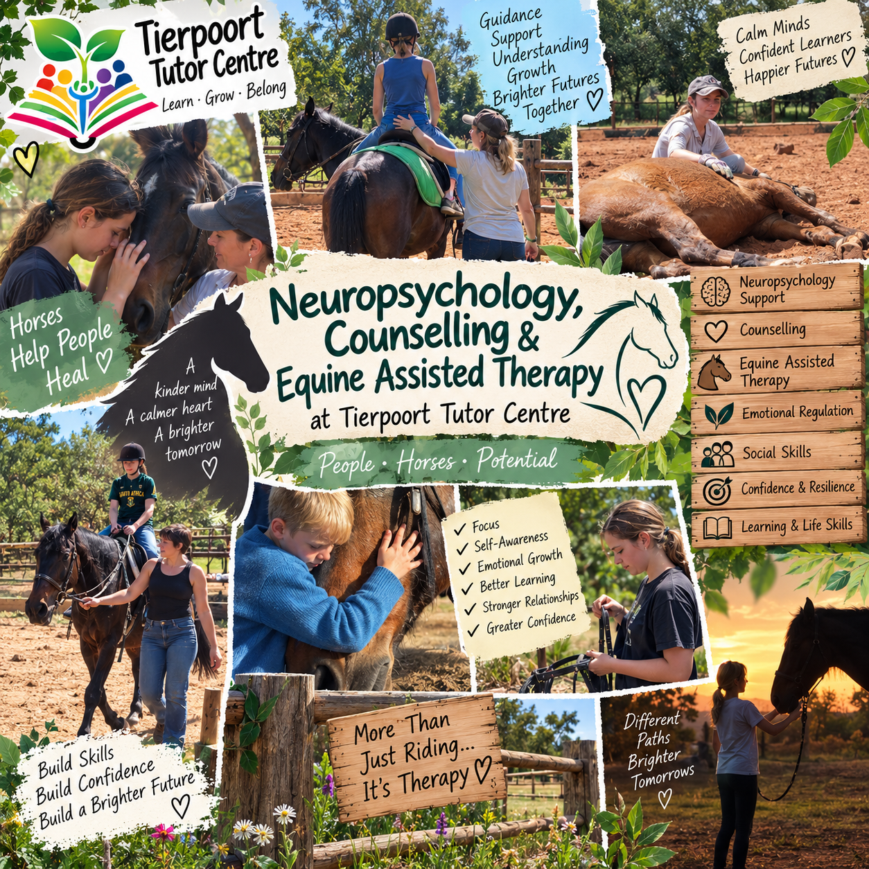 Equine assisted therapy and counselling at Tierpoort Tutor Centre